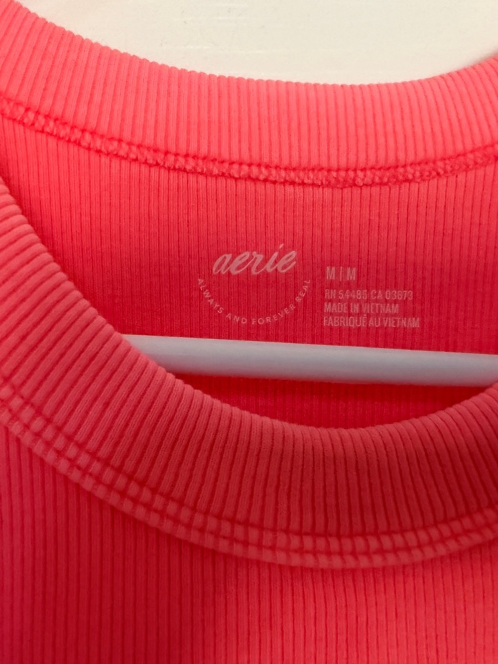 aerie Neon Coral Ribbed Tank Top - Picture 2 of 3